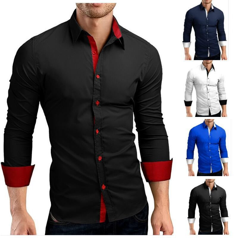 Sleek Men’s Dress Shirt | Contrast Collar Design | Premium Quality Men’s Shirt | Sophisticated Style Shirt