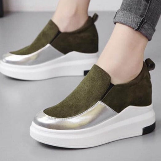 Sleek Slip-On Platform Sneakers | Metallic Accent Sneakers