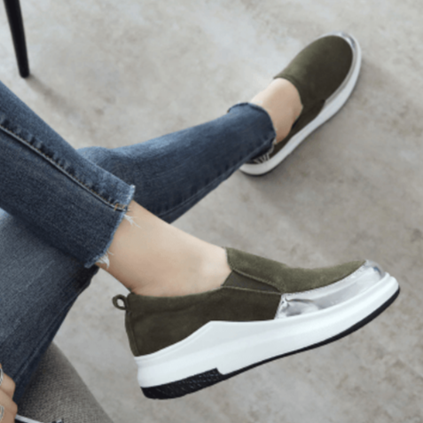 Sleek Slip-On Platform Sneakers | Metallic Accent Sneakers