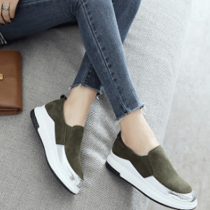 Sleek Slip-On Platform Sneakers | Metallic Accent Sneakers
