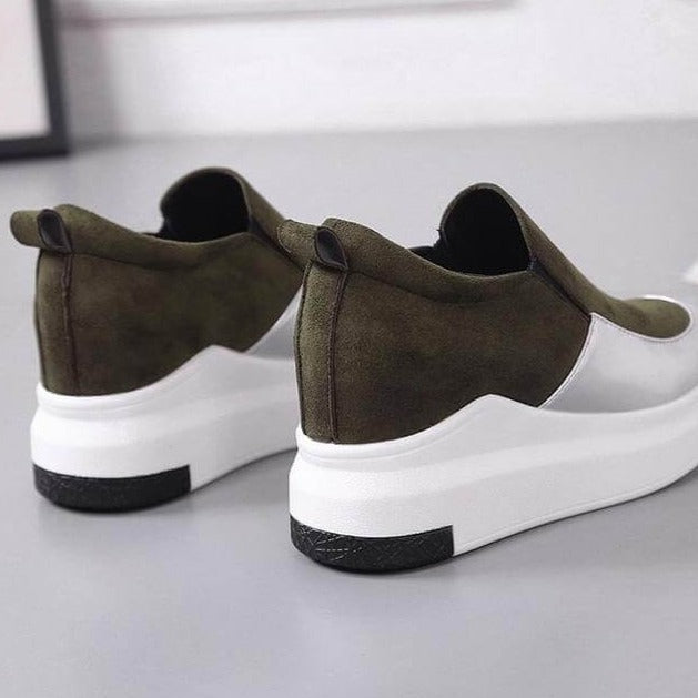 Sleek Slip-On Platform Sneakers | Metallic Accent Sneakers