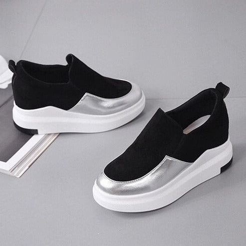 Sleek Slip-On Platform Sneakers | Metallic Accent Sneakers