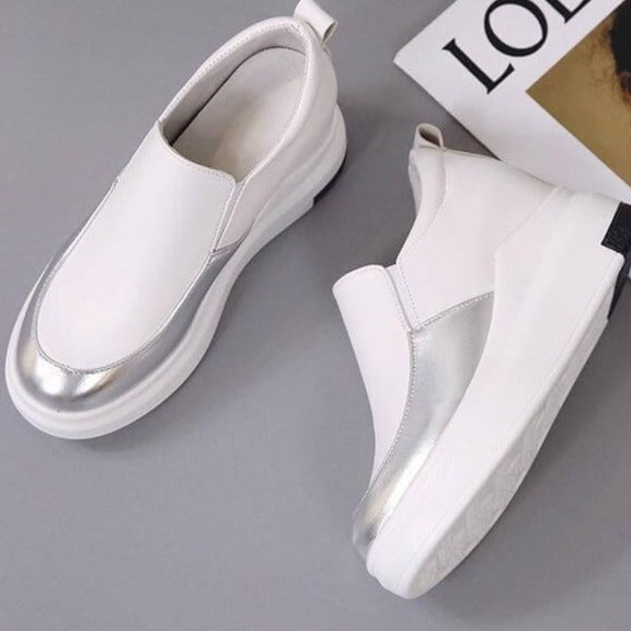 Sleek Slip-On Platform Sneakers | Metallic Accent Sneakers