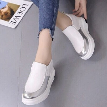 Sleek Slip-On Platform Sneakers | Metallic Accent Sneakers
