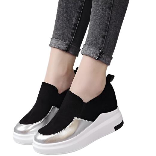 Sleek Slip-On Platform Sneakers | Metallic Accent Sneakers
