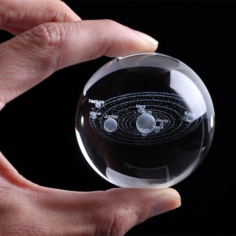 Solar System Crystal Ball | 3D Engraved Model | Astronomy Decor | Educational Planet Model