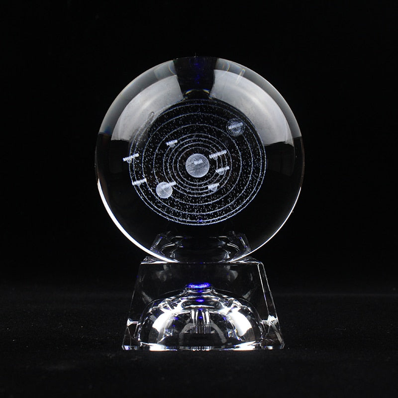 Solar System Crystal Ball | 3D Engraved Model | Astronomy Decor | Educational Planet Model