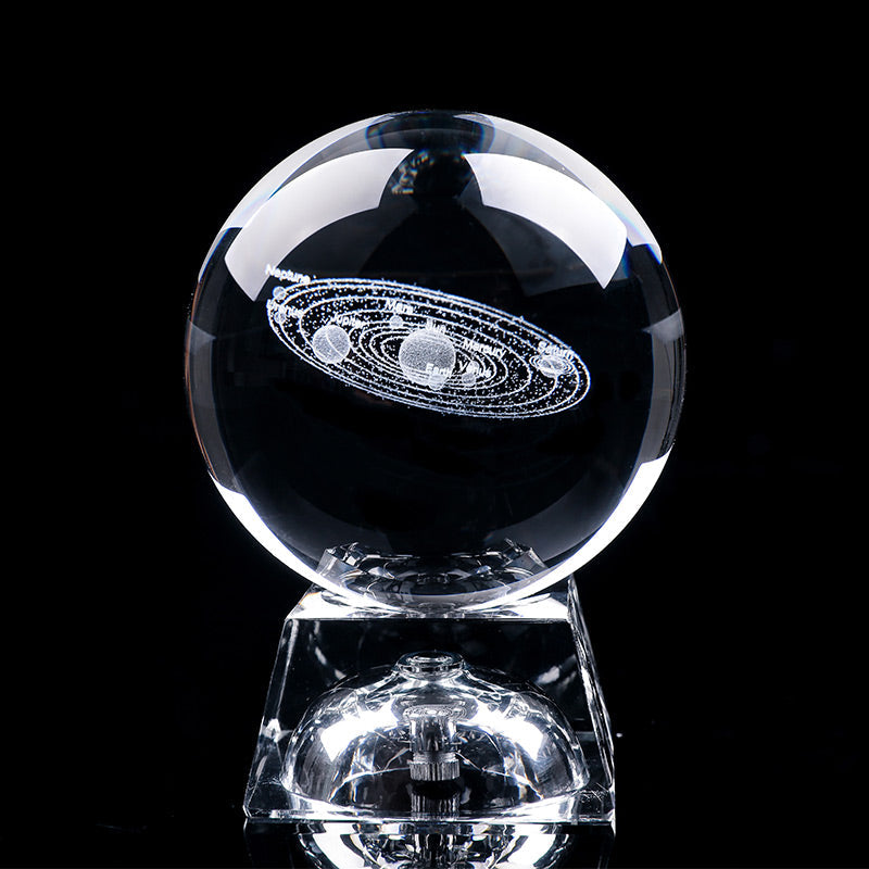 Solar System Crystal Ball | 3D Engraved Model | Astronomy Decor | Educational Planet Model