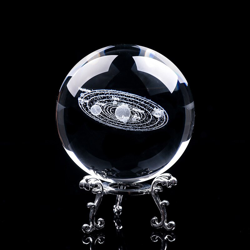 Solar System Crystal Ball | 3D Engraved Model | Astronomy Decor | Educational Planet Model