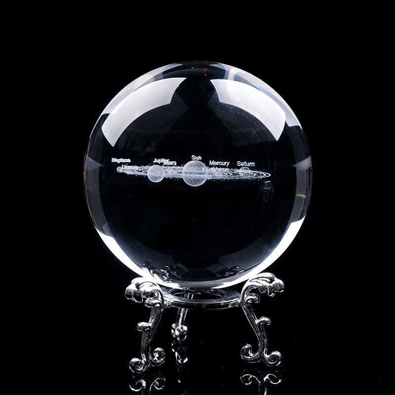 Solar System Crystal Ball | 3D Engraved Model | Astronomy Decor | Educational Planet Model