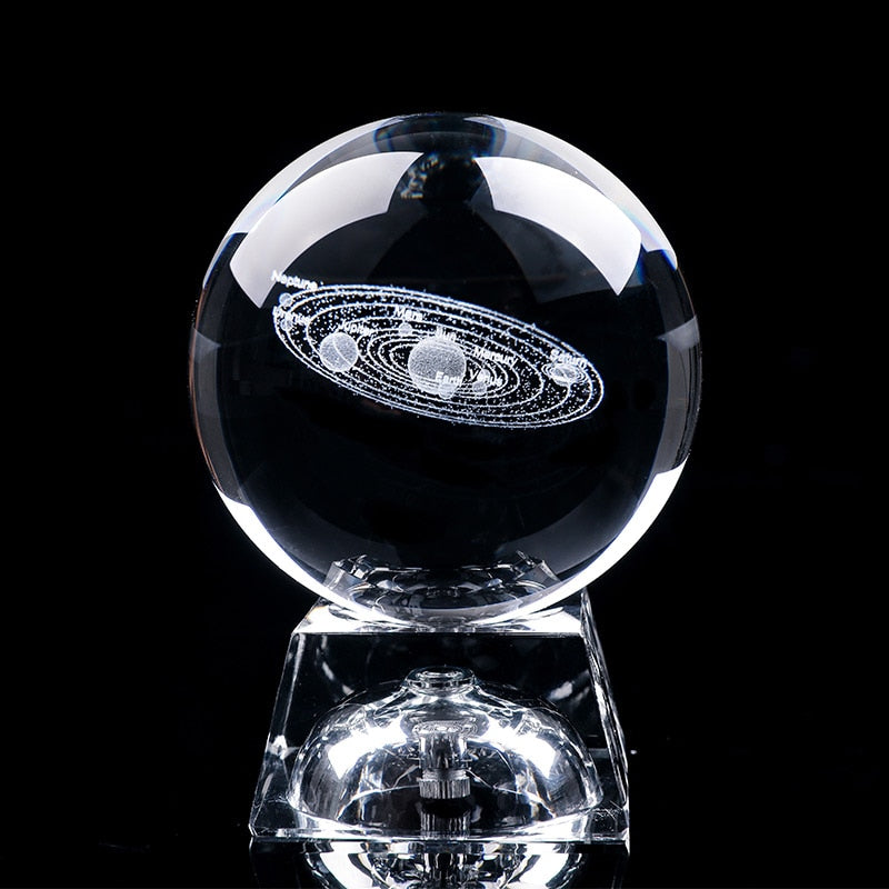 Solar System Crystal Ball | 3D Engraved Model | Astronomy Decor | Educational Planet Model