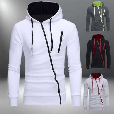 Street Style Hoodie & Joggers Set | Asymmetrical Zipper | Cotton Blend Comfort