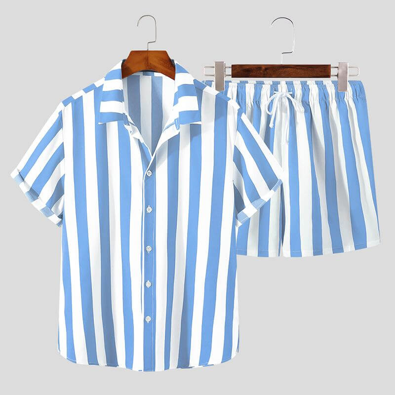 Striped Summer Shirt and Shorts Set | Breathable | Comfortable Fabric