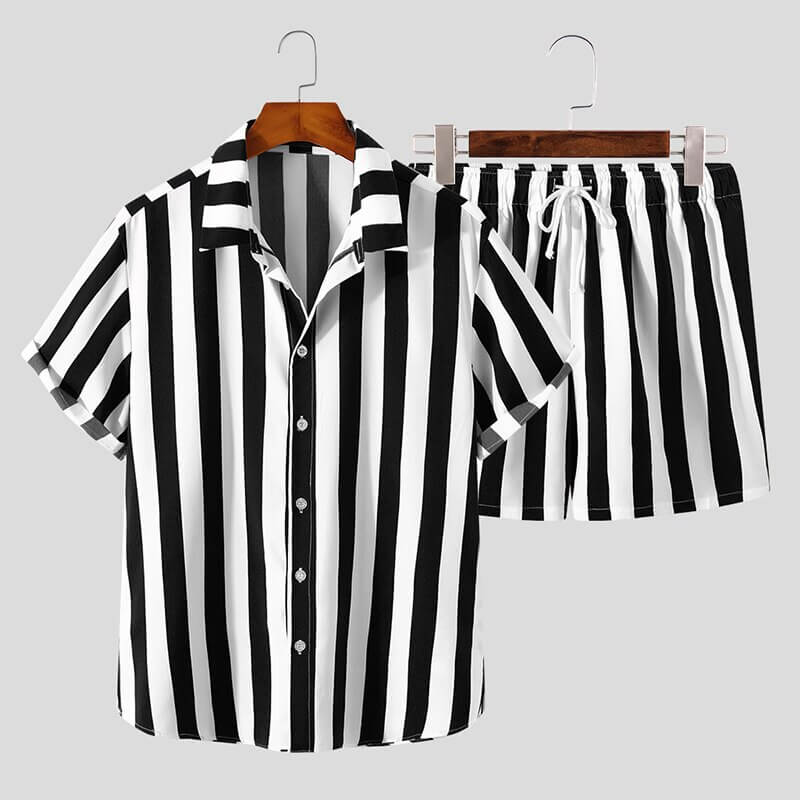 Striped Summer Shirt and Shorts Set | Breathable | Comfortable Fabric