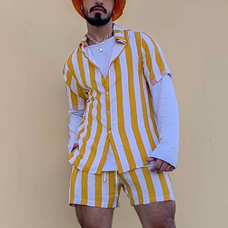 Striped Summer Shirt and Shorts Set | Breathable | Comfortable Fabric