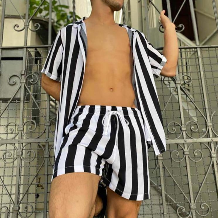 Striped Summer Shirt and Shorts Set | Breathable | Comfortable Fabric