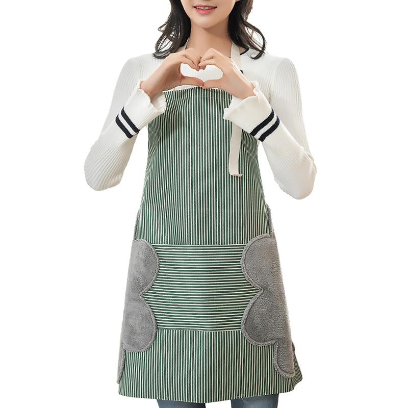 Stylish Cotton Kitchen Apron | Convenient Pocket & Towel Holder