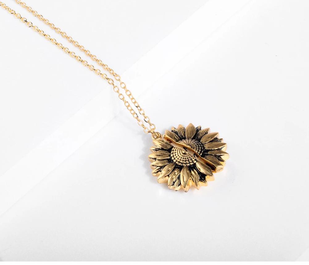 Sunflower Locket Necklace | You Are My Sunshine Inspirational Message Inside