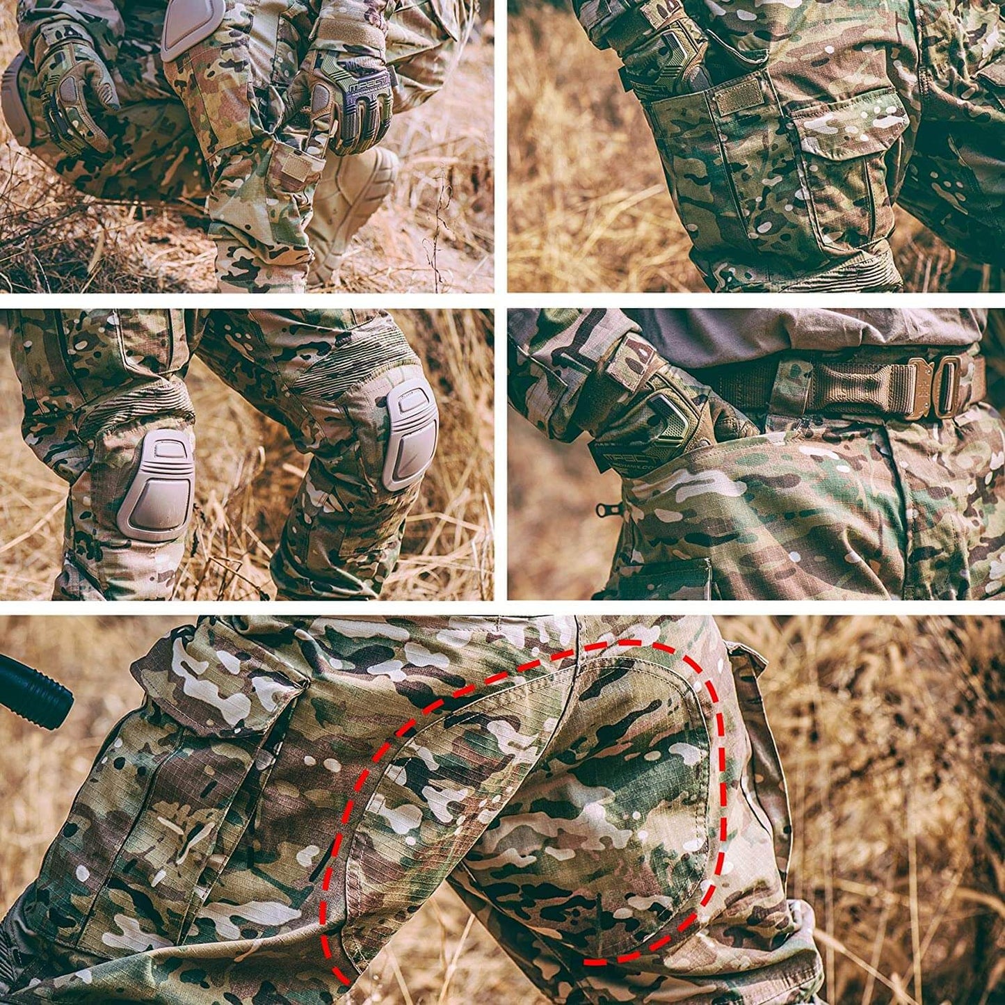 Tactical Combat Pants | Reinforced Knee Protection | Camo & Multi-Pocket Design