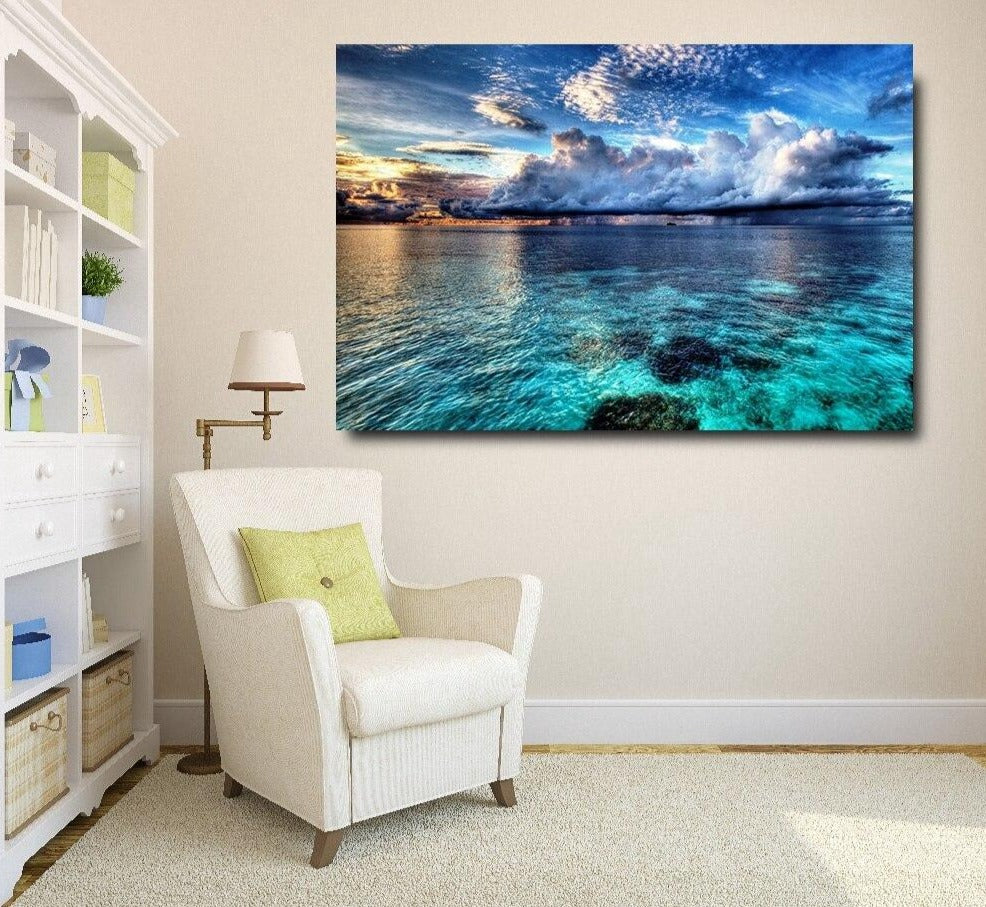 Tranquil Ocean Sunset Canvas Wall Art | Vibrant Colors