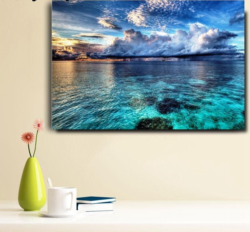 Tranquil Ocean Sunset Canvas Wall Art | Vibrant Colors