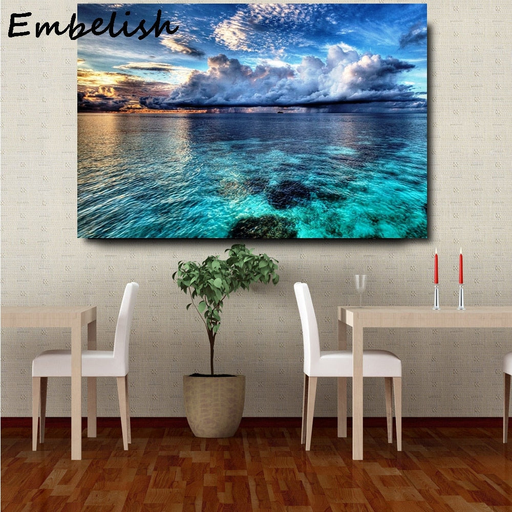 Tranquil Ocean Sunset Canvas Wall Art | Vibrant Colors