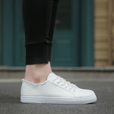 Trendy Canvas Sneakers | Frayed Edge Design Casual Canvas Sneakers