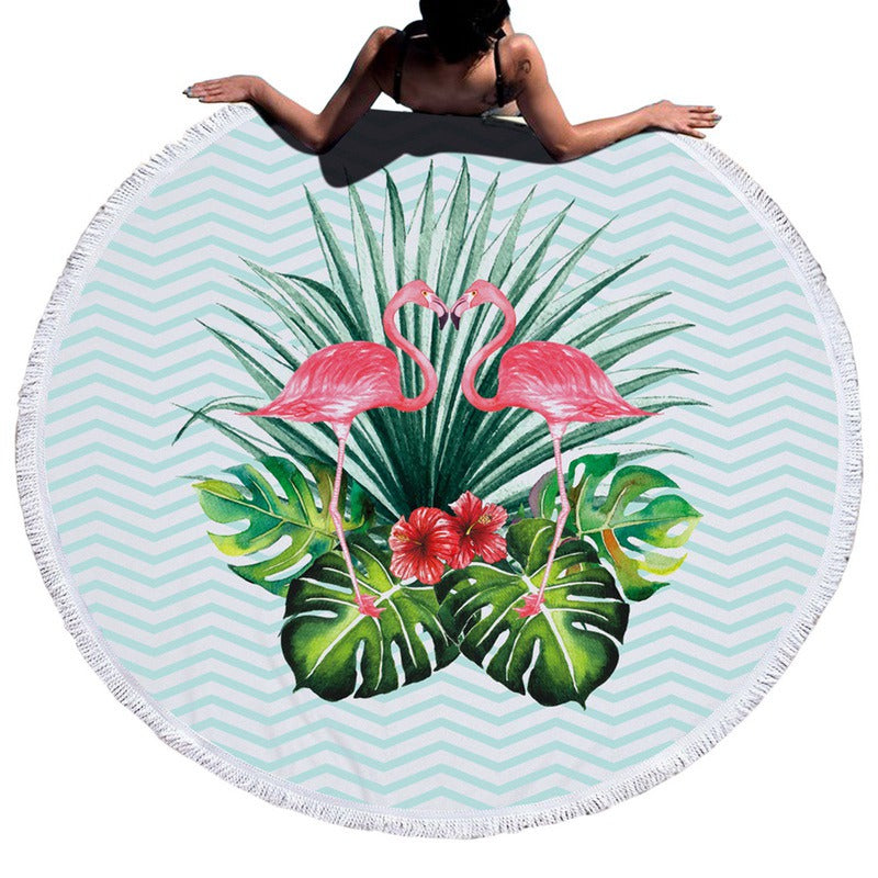 Tropical Beach Towel | Vibrant Round Beach Towel with Unique Tropical Patterns