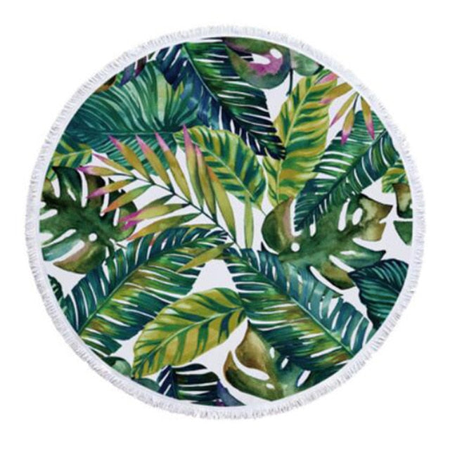 Tropical Beach Towel | Vibrant Round Beach Towel with Unique Tropical Patterns