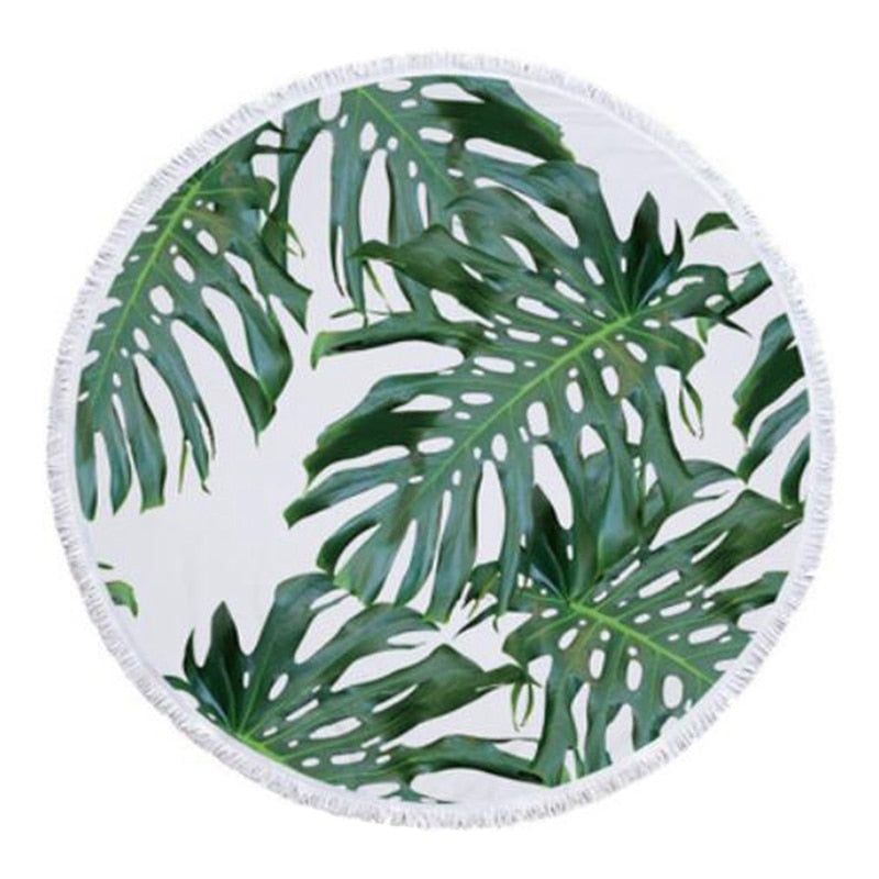 Tropical Beach Towel | Vibrant Round Beach Towel with Unique Tropical Patterns