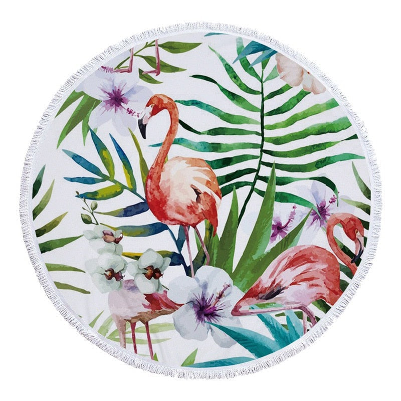 Tropical Beach Towel | Vibrant Round Beach Towel with Unique Tropical Patterns
