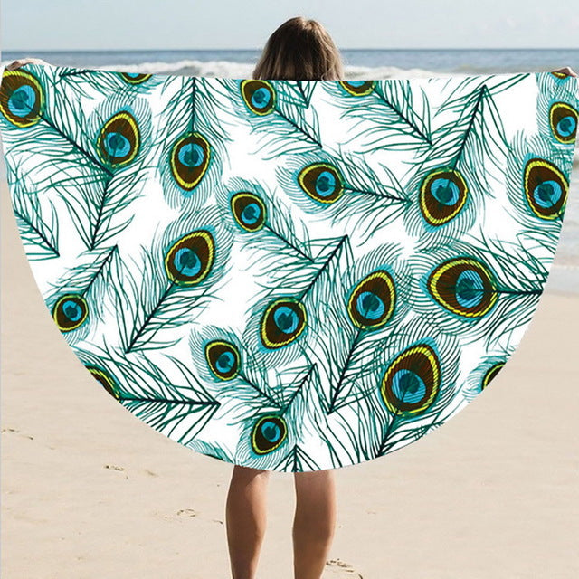 Tropical Beach Towel | Vibrant Round Beach Towel with Unique Tropical Patterns