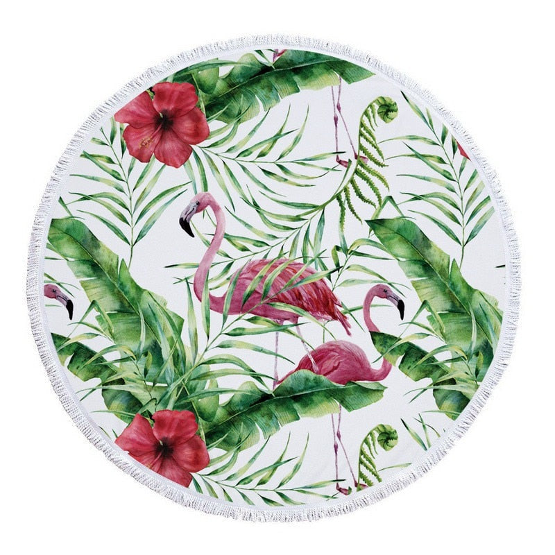 Tropical Beach Towel | Vibrant Round Beach Towel with Unique Tropical Patterns