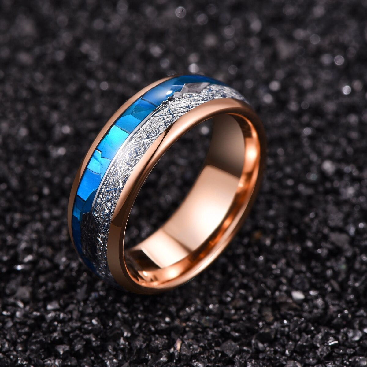 Tungsten Carbide Ring | Blue Inlay Design & Timeless Elegance