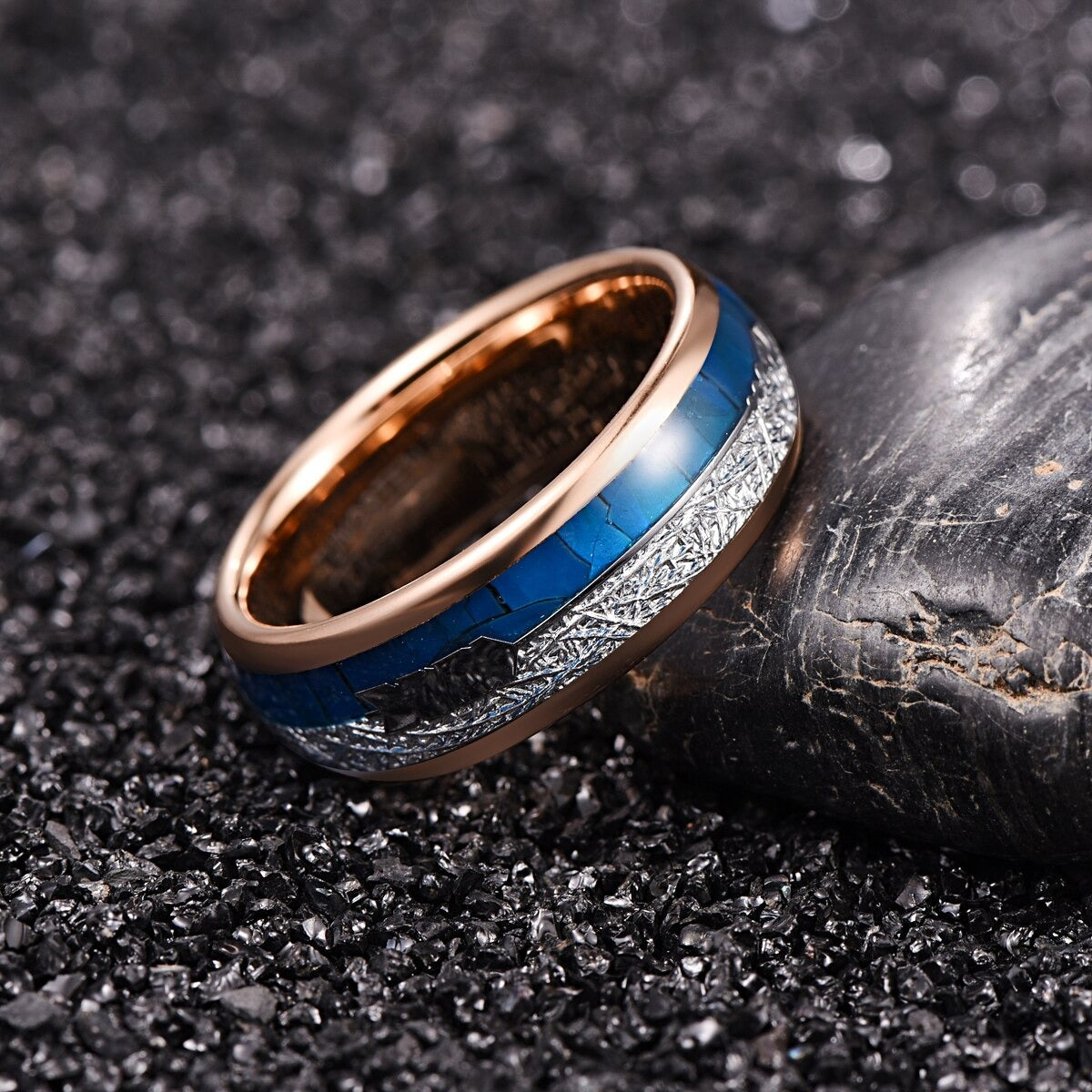 Tungsten Carbide Ring | Blue Inlay Design & Timeless Elegance