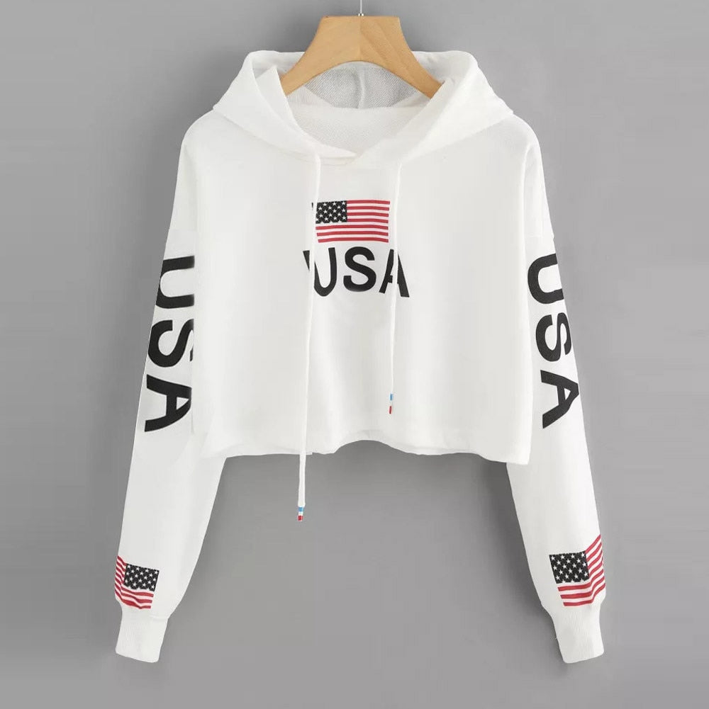 USA Cropped Hoodie | Stylish | Comfortable & Trendy