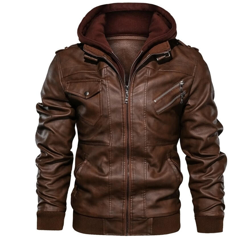 Urban Explorer Leather Jacket | Removable Hood