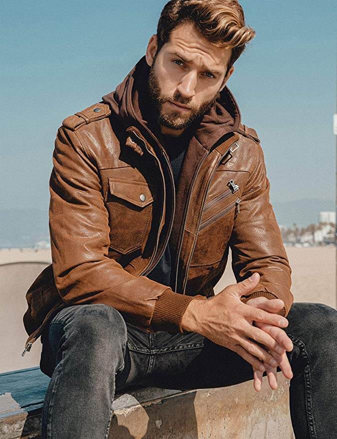 Urban Explorer Leather Jacket | Removable Hood