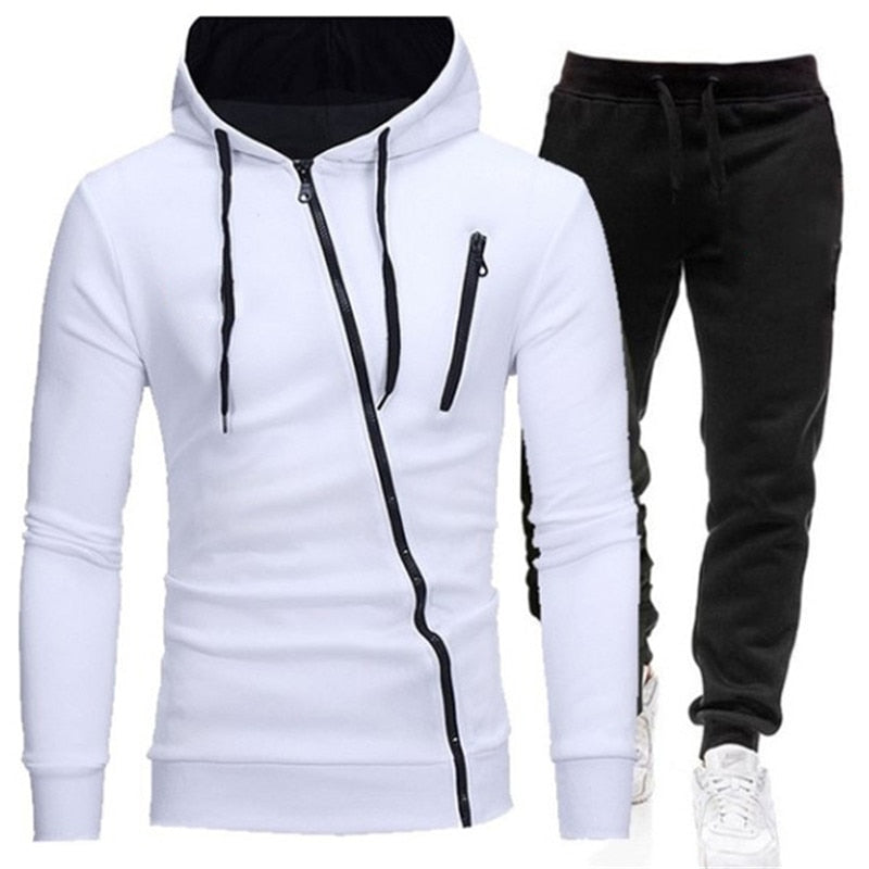 Urban Style Hoodie & Joggers Set | Stylish Contrast Zip