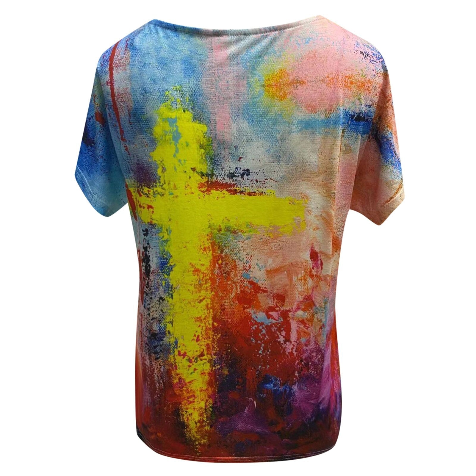 Vibrant Art Cross Blouse | Unique Fashion and Colorful Print Design