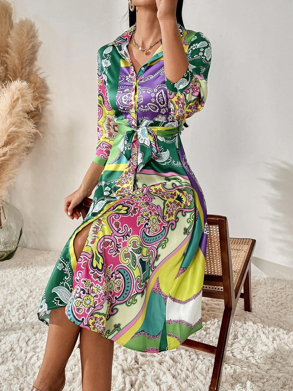 Vibrant Paisley Midi Dress | Timeless Elegance