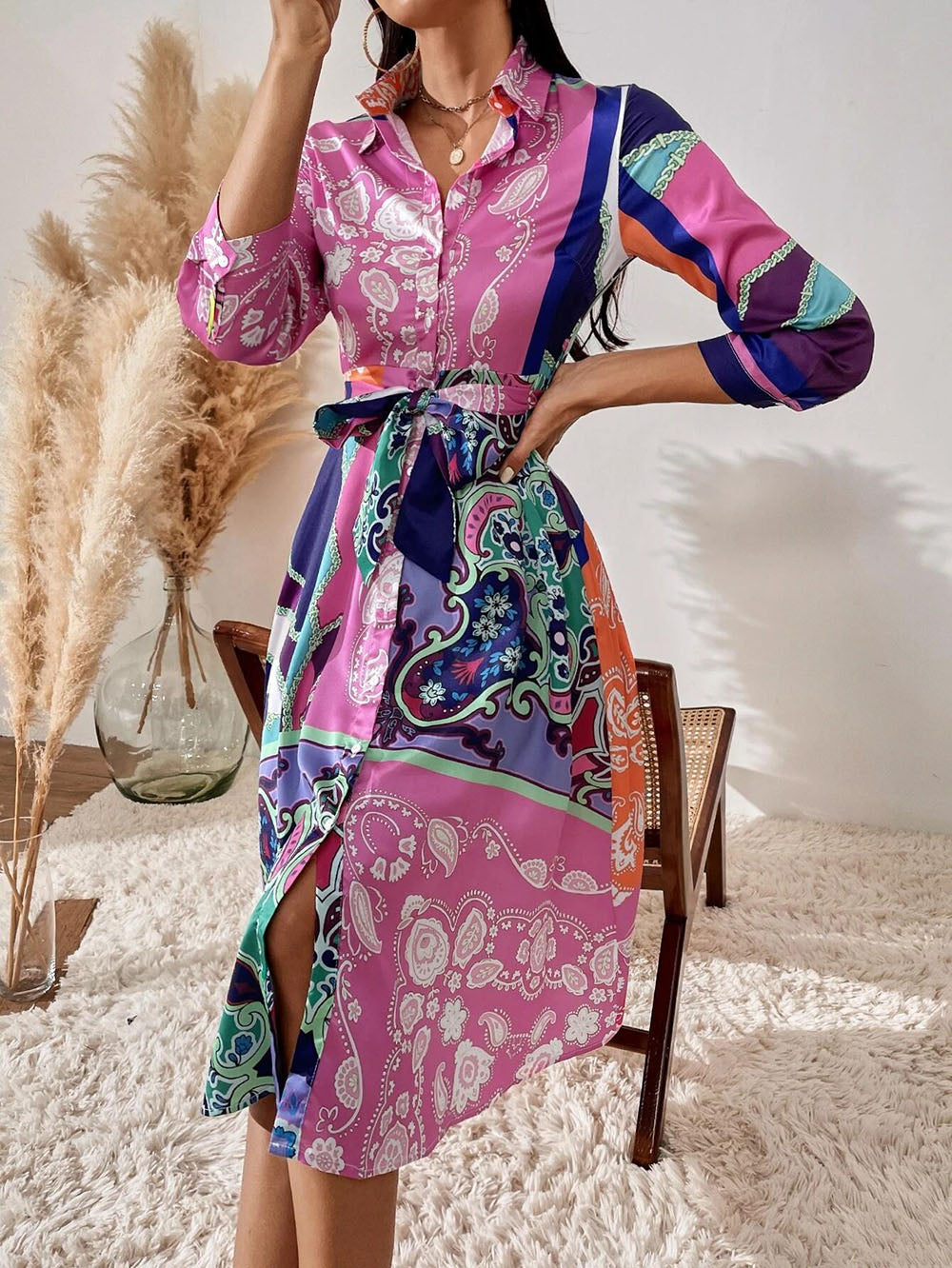 Vibrant Paisley Midi Dress | Timeless Elegance