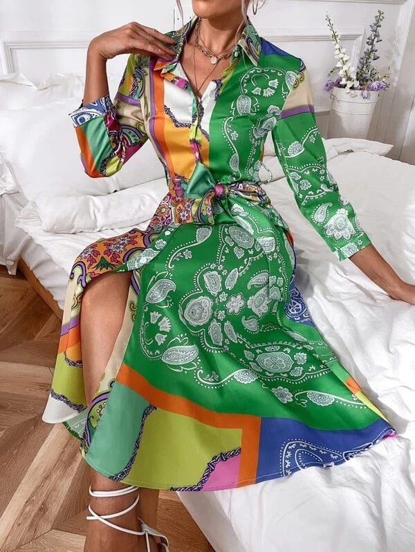 Vibrant Paisley Midi Dress | Timeless Elegance