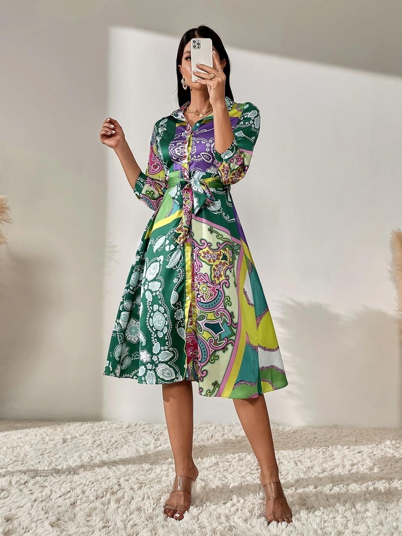 Vibrant Paisley Midi Dress | Timeless Elegance