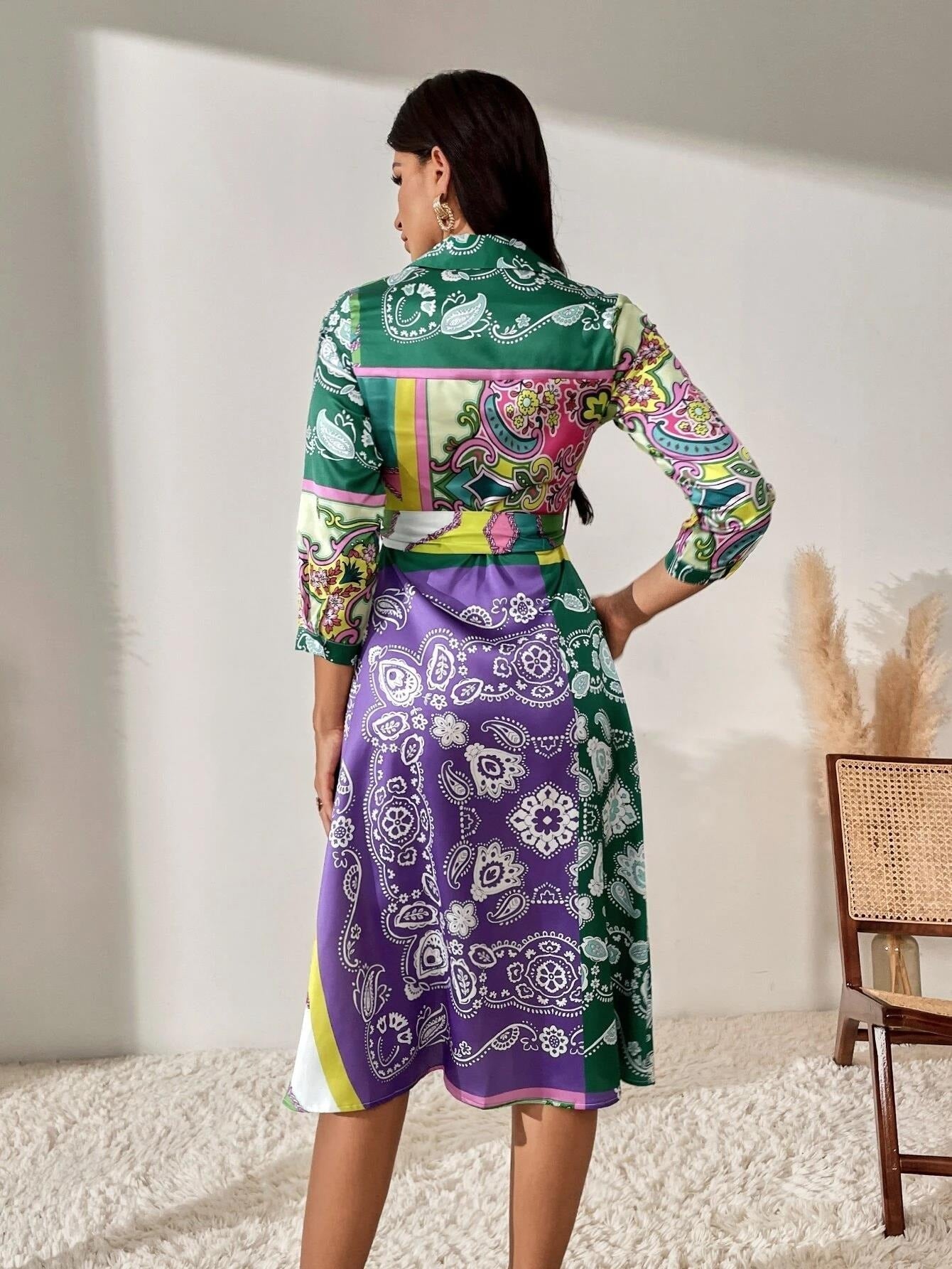Vibrant Paisley Midi Dress | Timeless Elegance