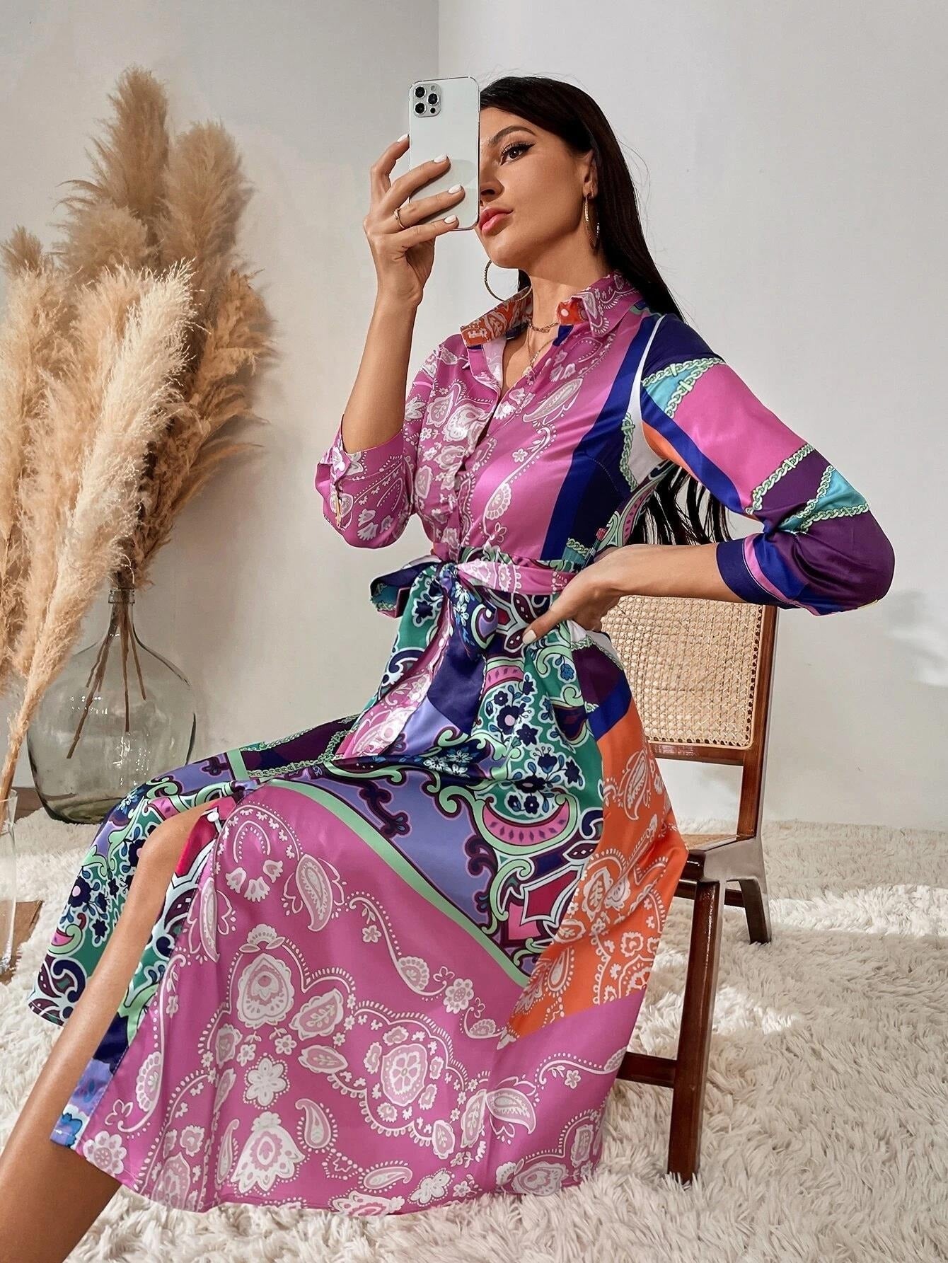 Vibrant Paisley Midi Dress | Timeless Elegance