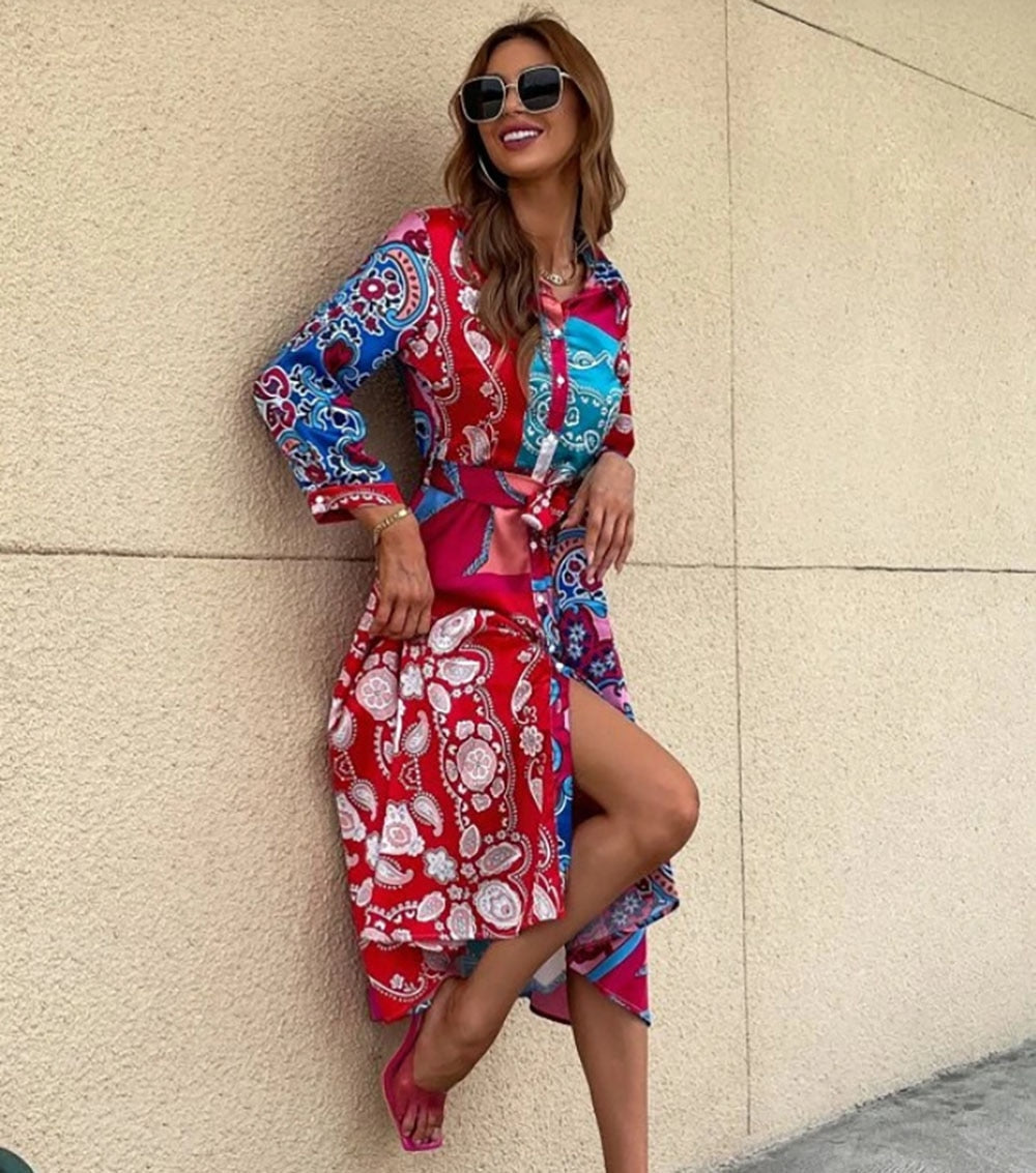 Vibrant Paisley Midi Dress | Timeless Elegance