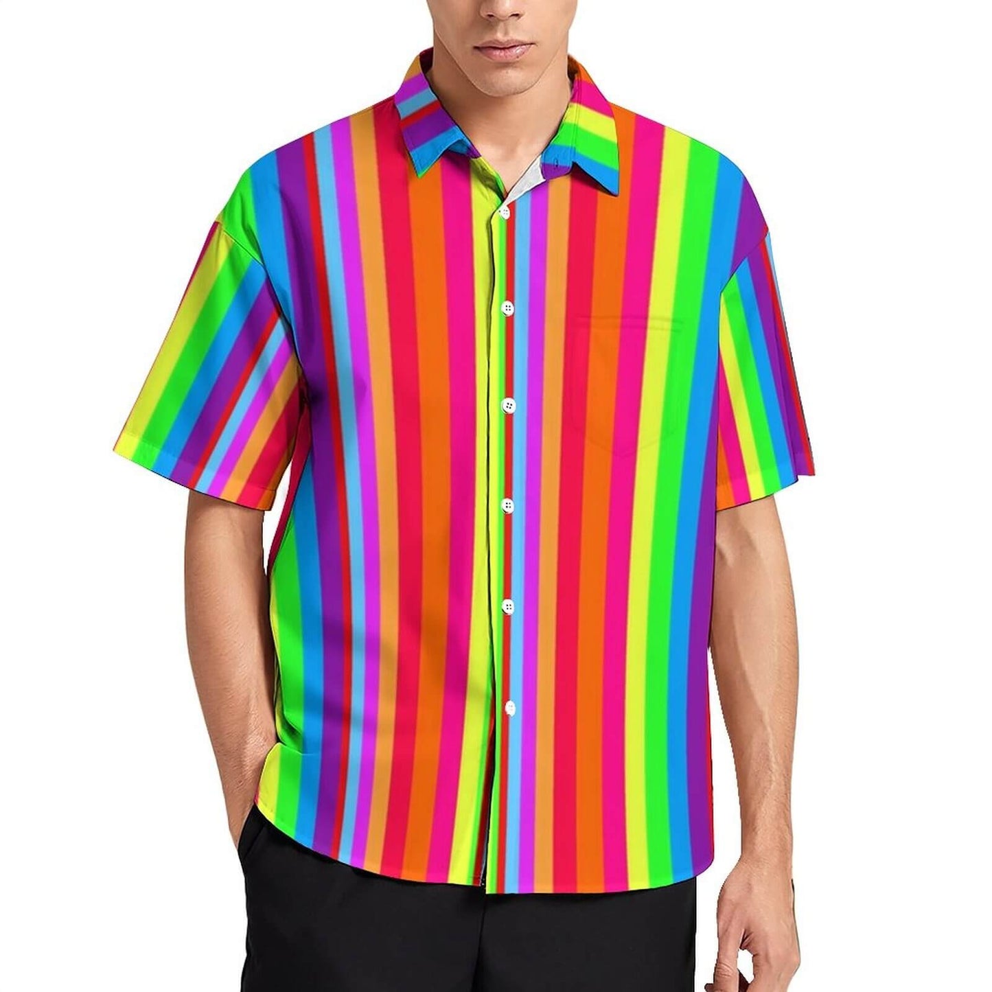Vibrant Rainbow Striped Shirt | Bold & Colorful Statement Shirt