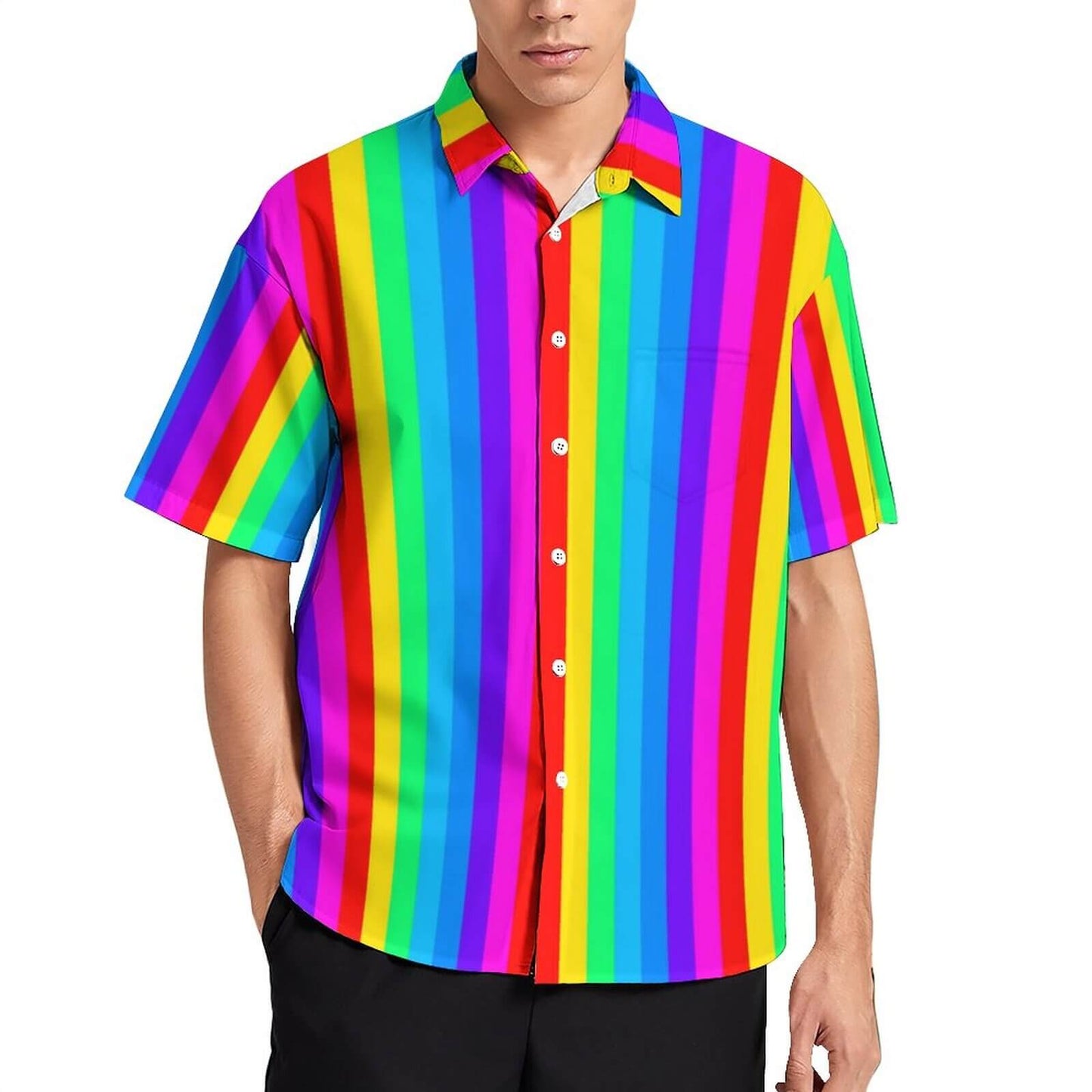 Vibrant Rainbow Striped Shirt | Bold & Colorful Statement Shirt