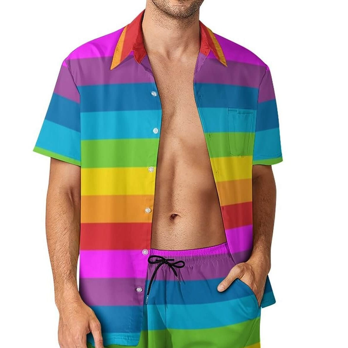 Vibrant Rainbow Striped Shirt | Bold & Colorful Statement Shirt